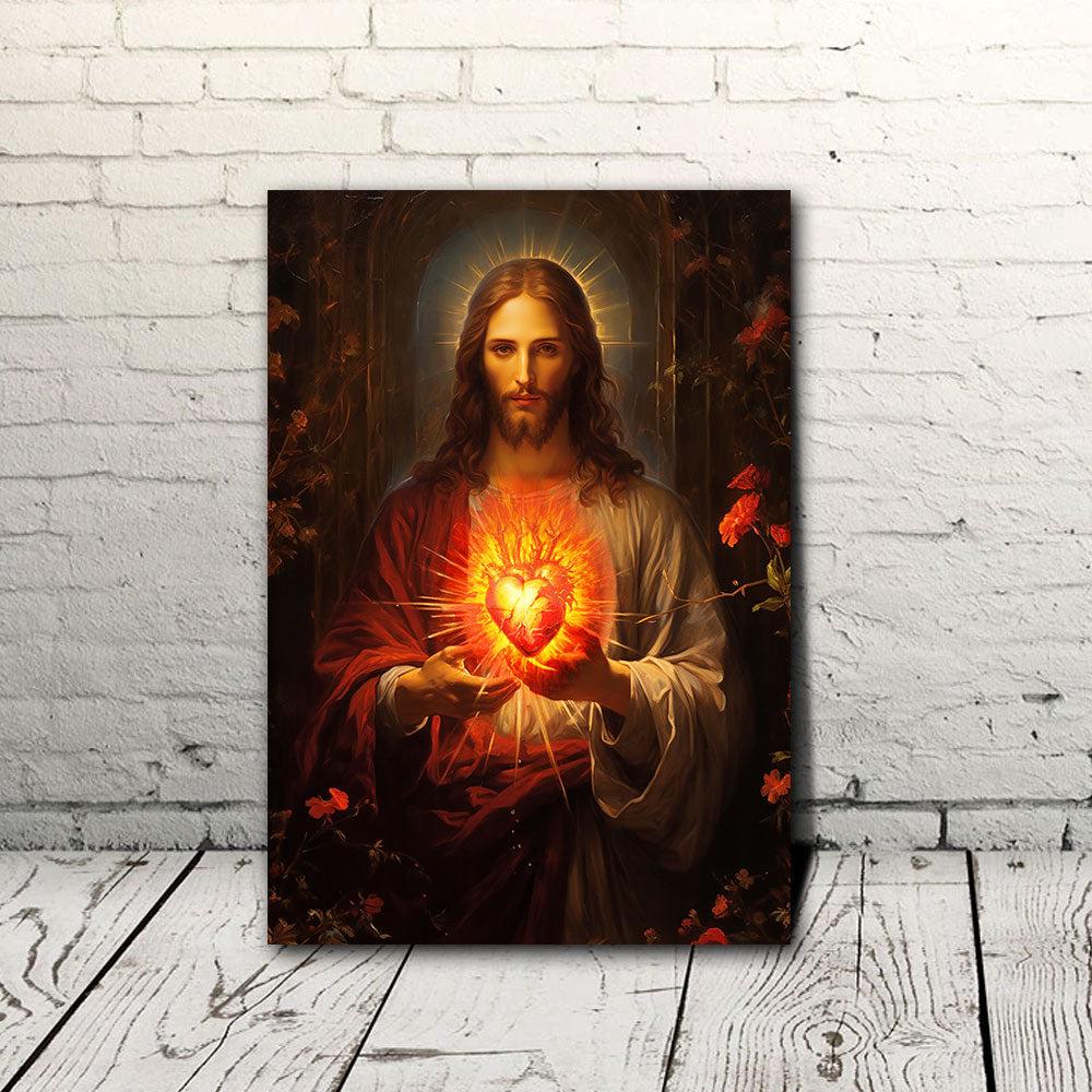 Sacred Heart of Jesus Canvas Jesus' The Savior Canvas Poster Wall Art Sacred Heart of Jesus Canvas Jesus' The Savior Canvas Poster Wall Art