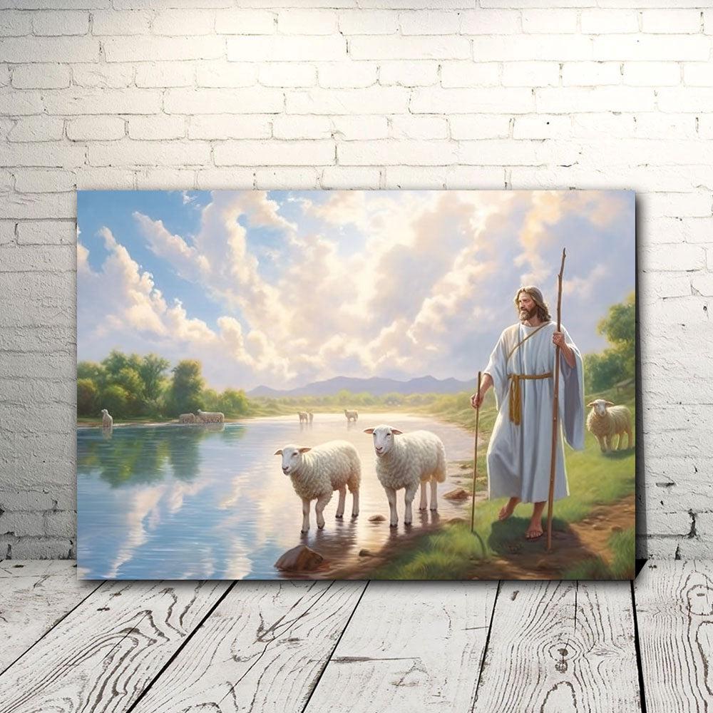 Walking Along with the Lamb of God Jesus Christ Canvas Poster Wall Art Walking Along with the Lamb of God Jesus Christ Canvas Poster Wall Art